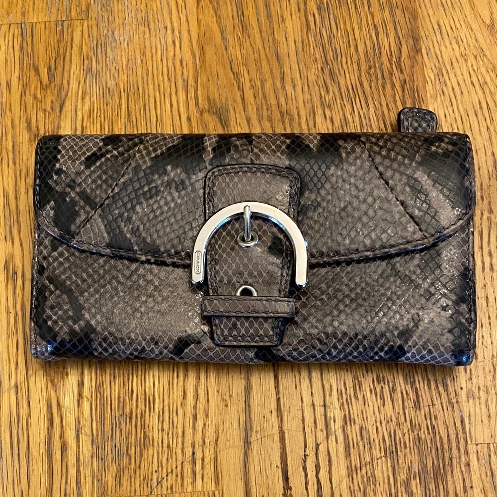 Coach Python-Embossed Leather Continental Wallet - image 1